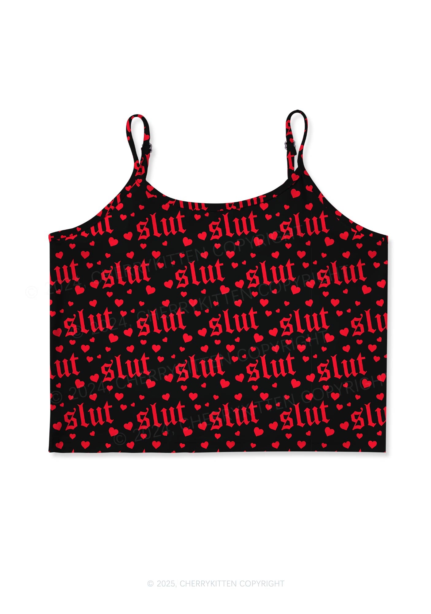 Black Slxt Y2K Print Cami Crop Top Cherrykitten