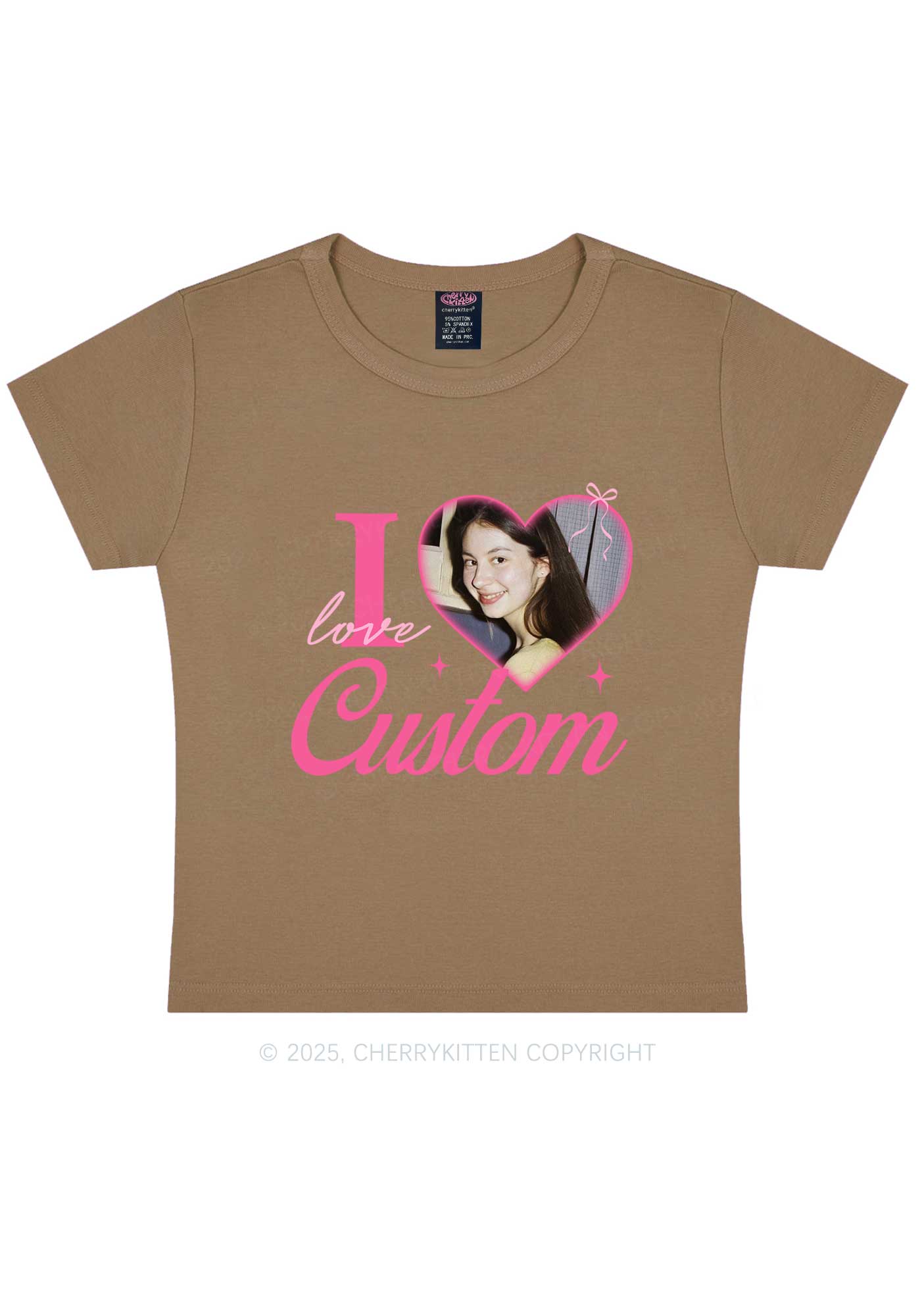 I Love Custom Photo Y2K Valentine's Day Baby Tee Cherrykitten