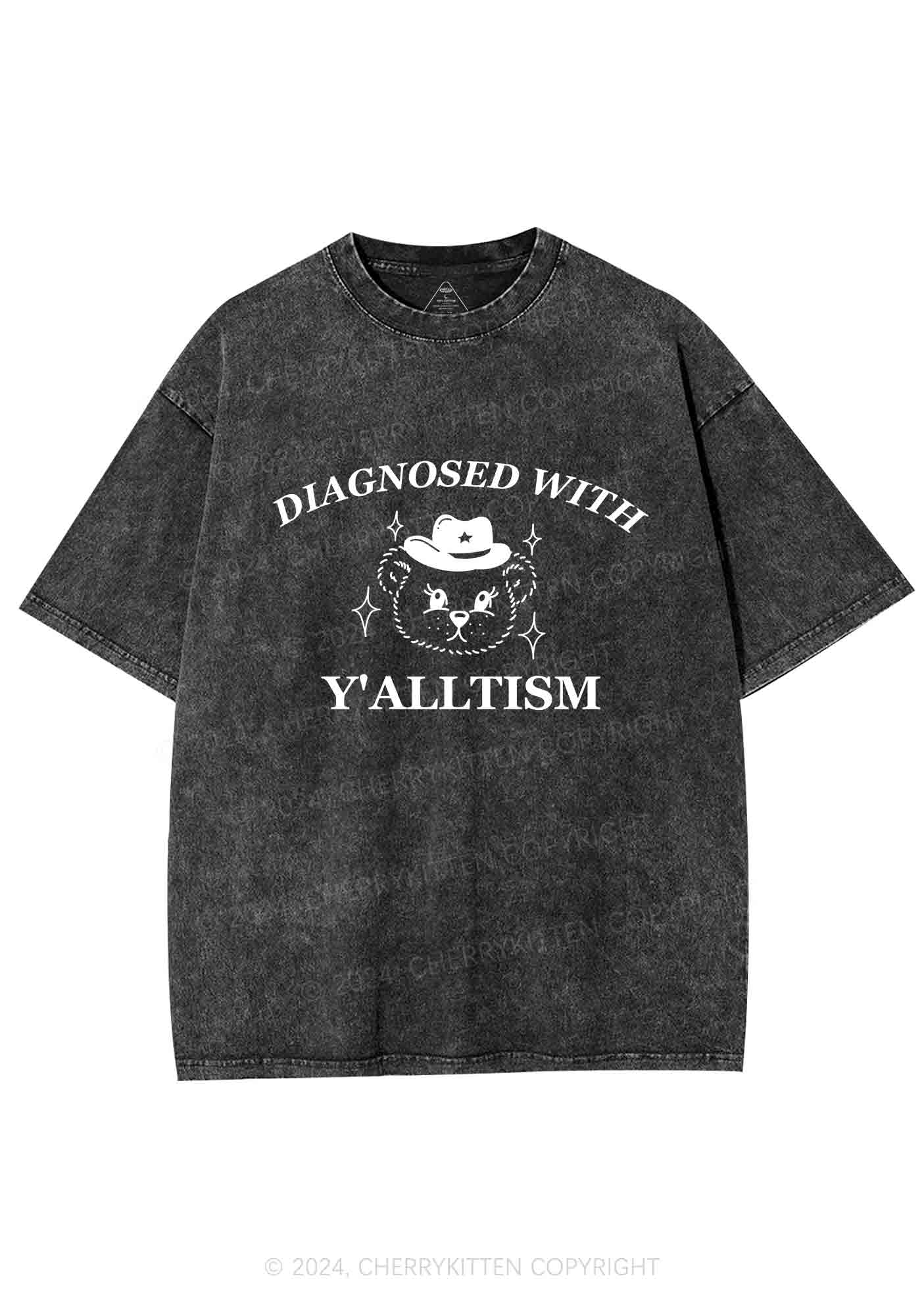 Diagnosed With Y'alltism Y2K Washed Tee Cherrykitten