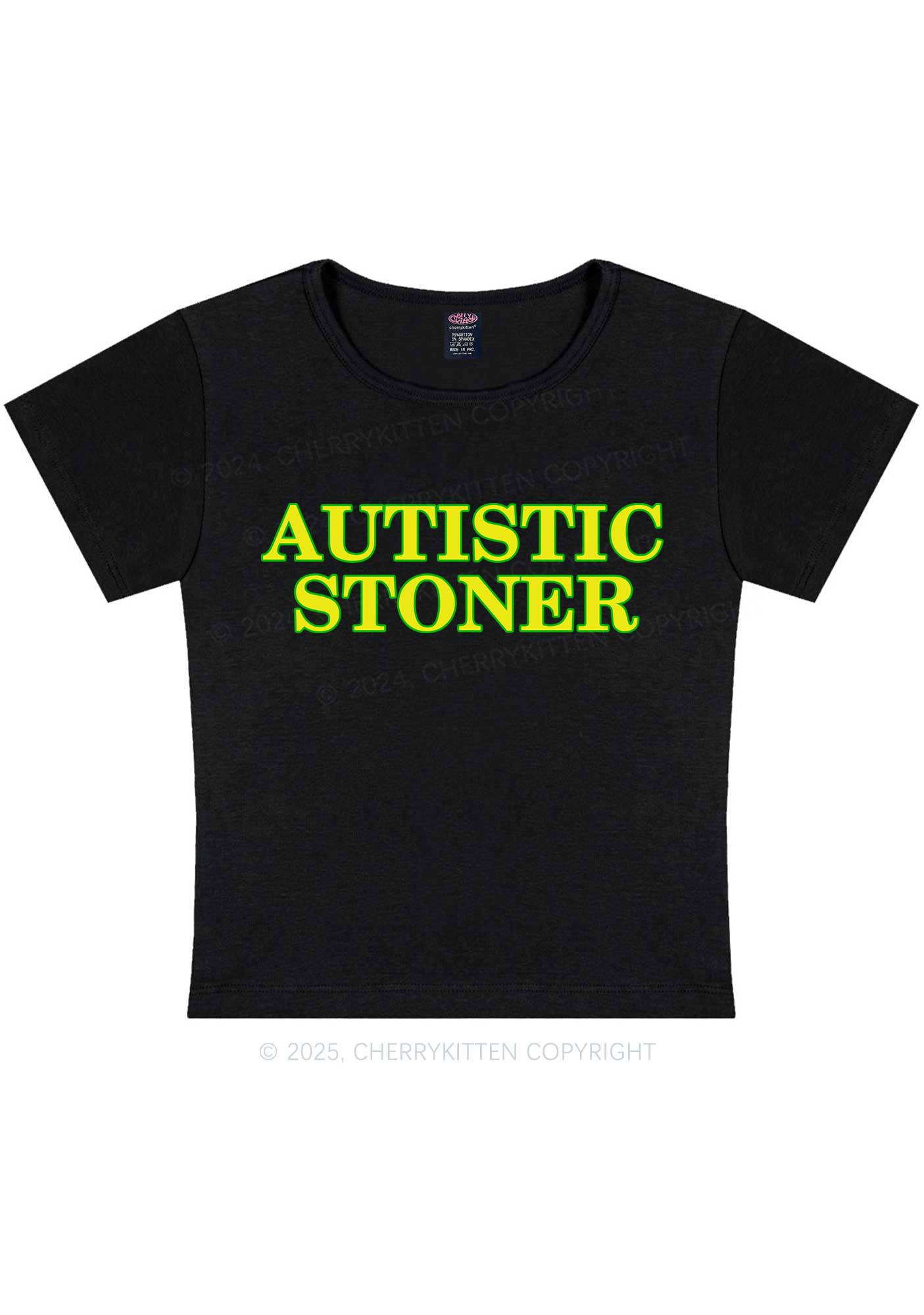 Autistic Stoner Y2K Baby Tee Cherrykitten