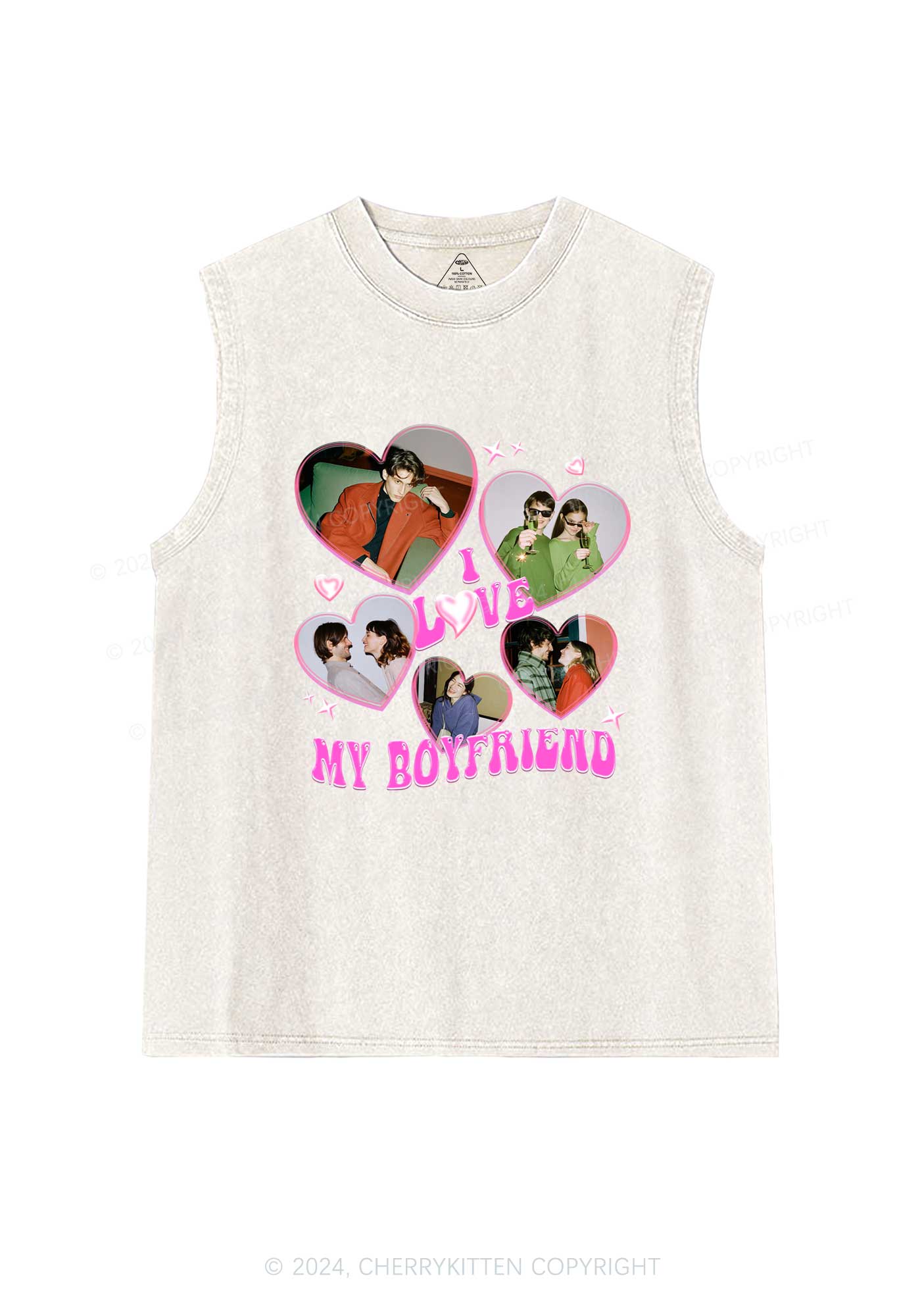 Custom BF&GF Photos Y2K Valentine's Day Washed Tank Cherrykitten