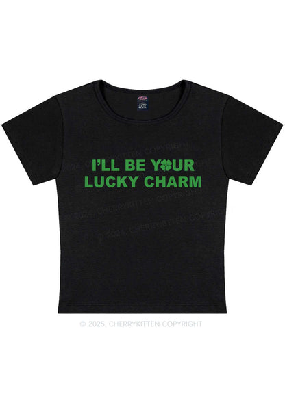 Be Your Lucky Charm St Patricks Y2K Baby Tee Cherrykitten