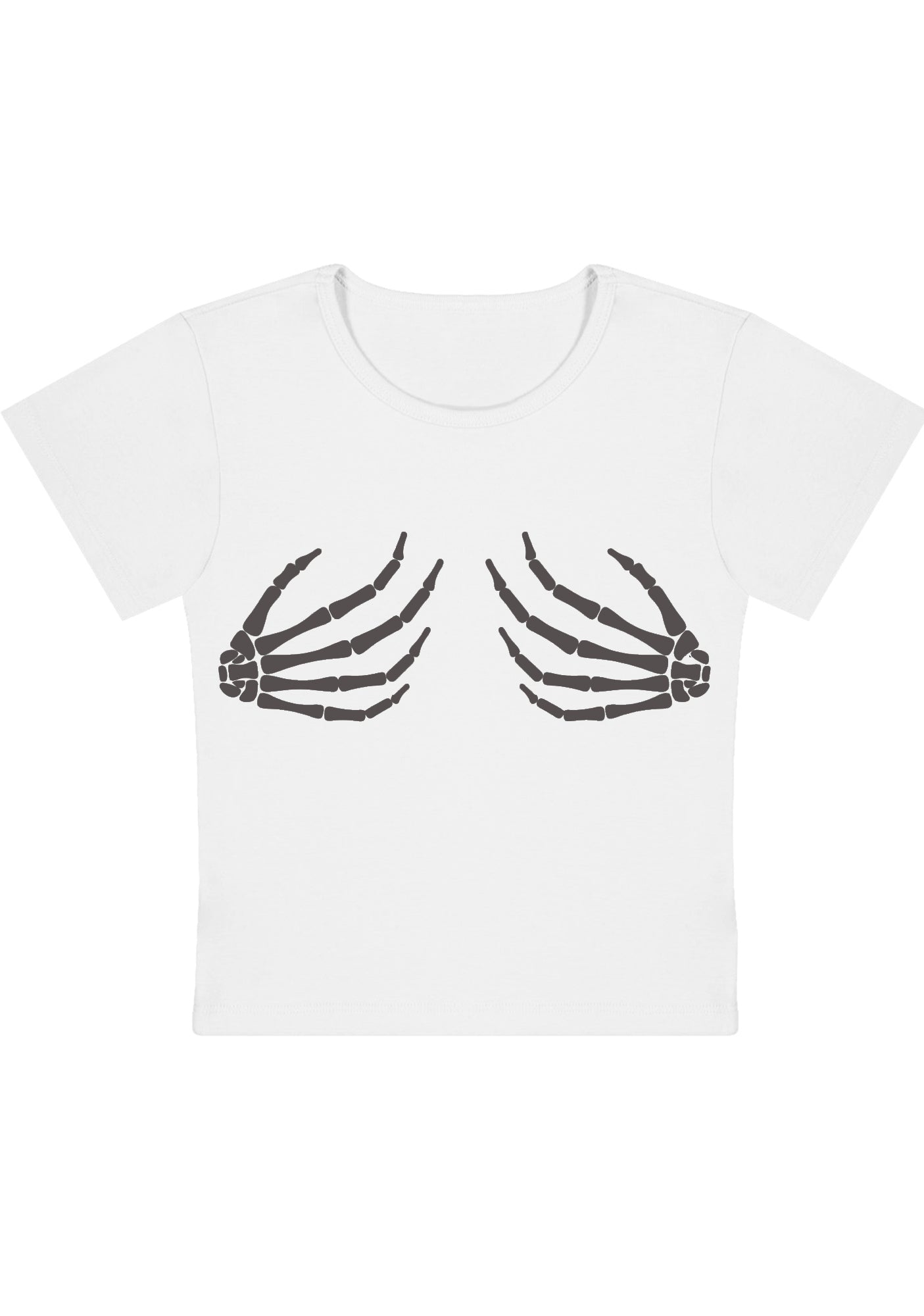 Skeleton Hands Y2K Baby Tee