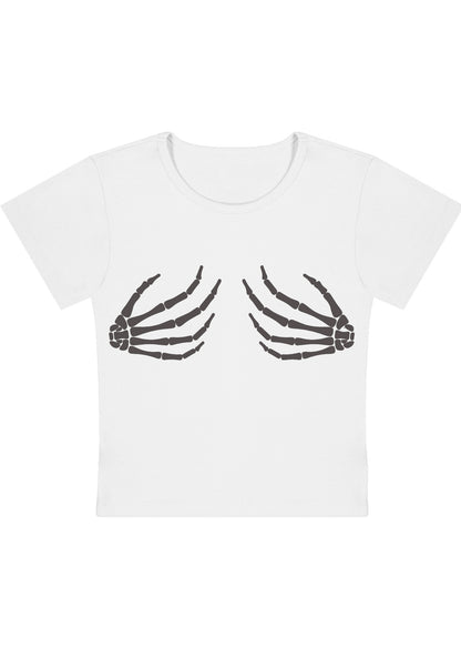 Skeleton Hands Y2K Baby Tee