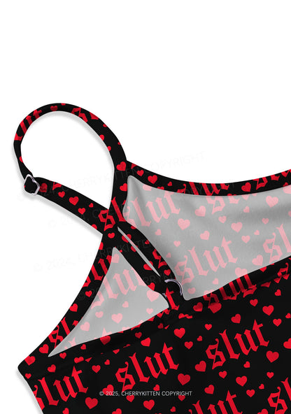 Black Slxt Y2K Print Cami Crop Top Cherrykitten