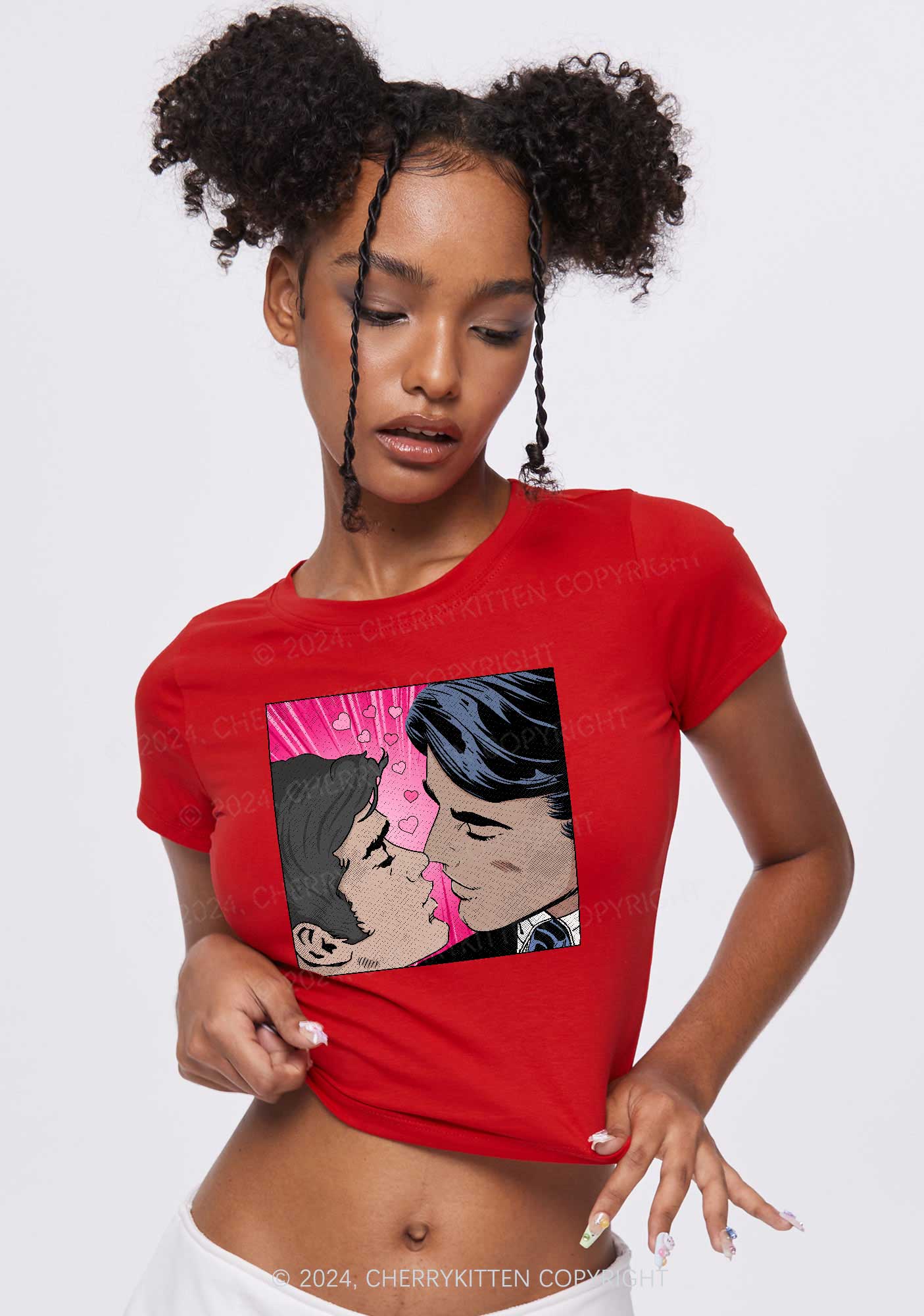 Boy Kiss Y2K Valentine's Day Baby Tee Cherrykitten