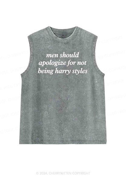 Men Should Apologize Y2K Washed Tank Cherrykitten