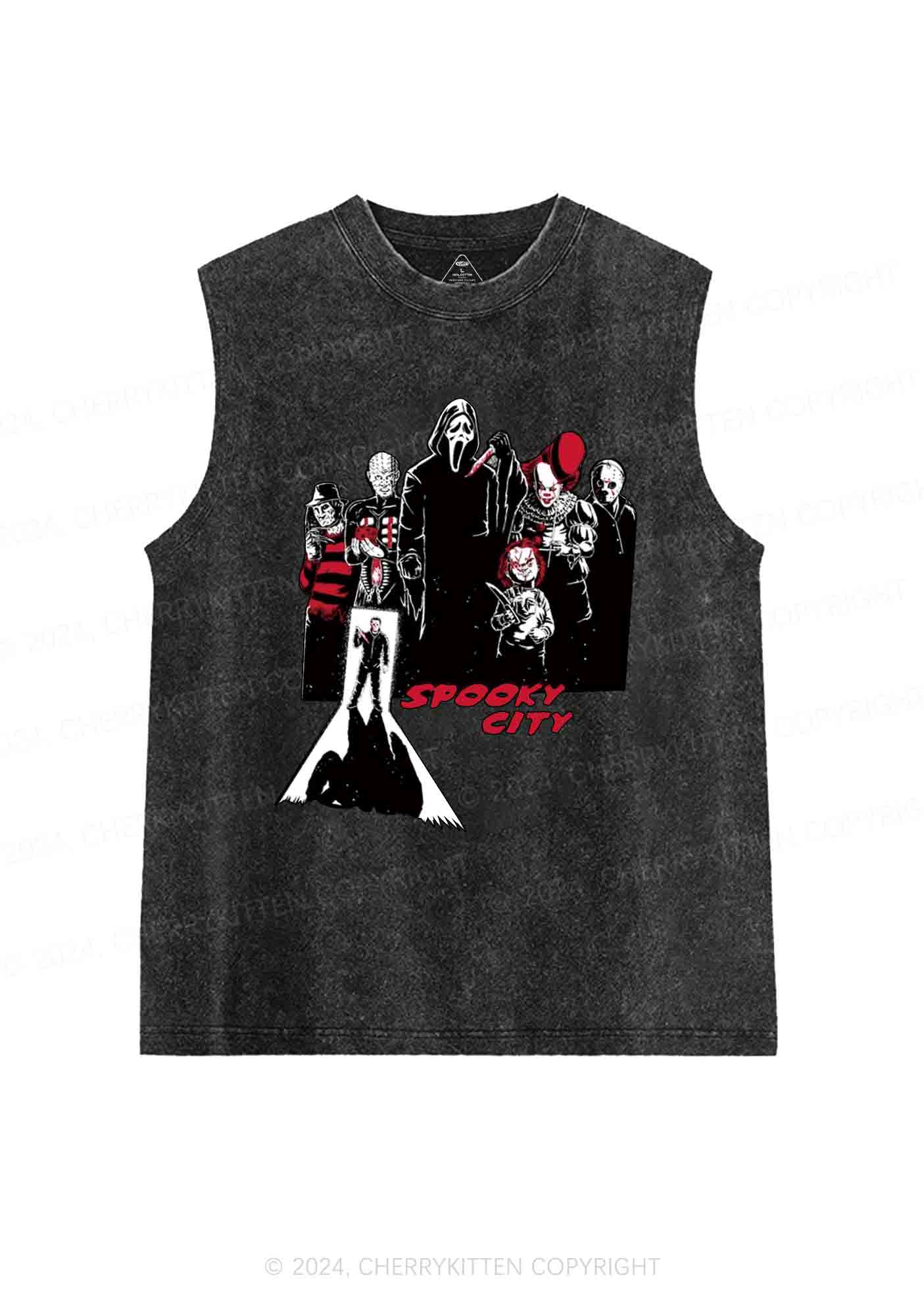 Halloween Spooky City Y2K Washed Tank Cherrykitten