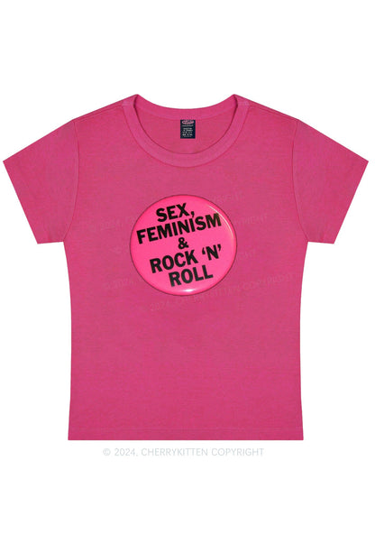 Feminism Rock N Roll Y2K Baby Tee Cherrykitten