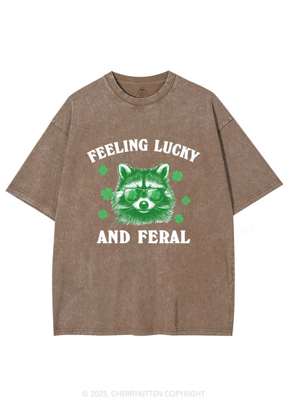 Feeling Lucky And Feral St Patricks Y2K Washed Tee Cherrykitten