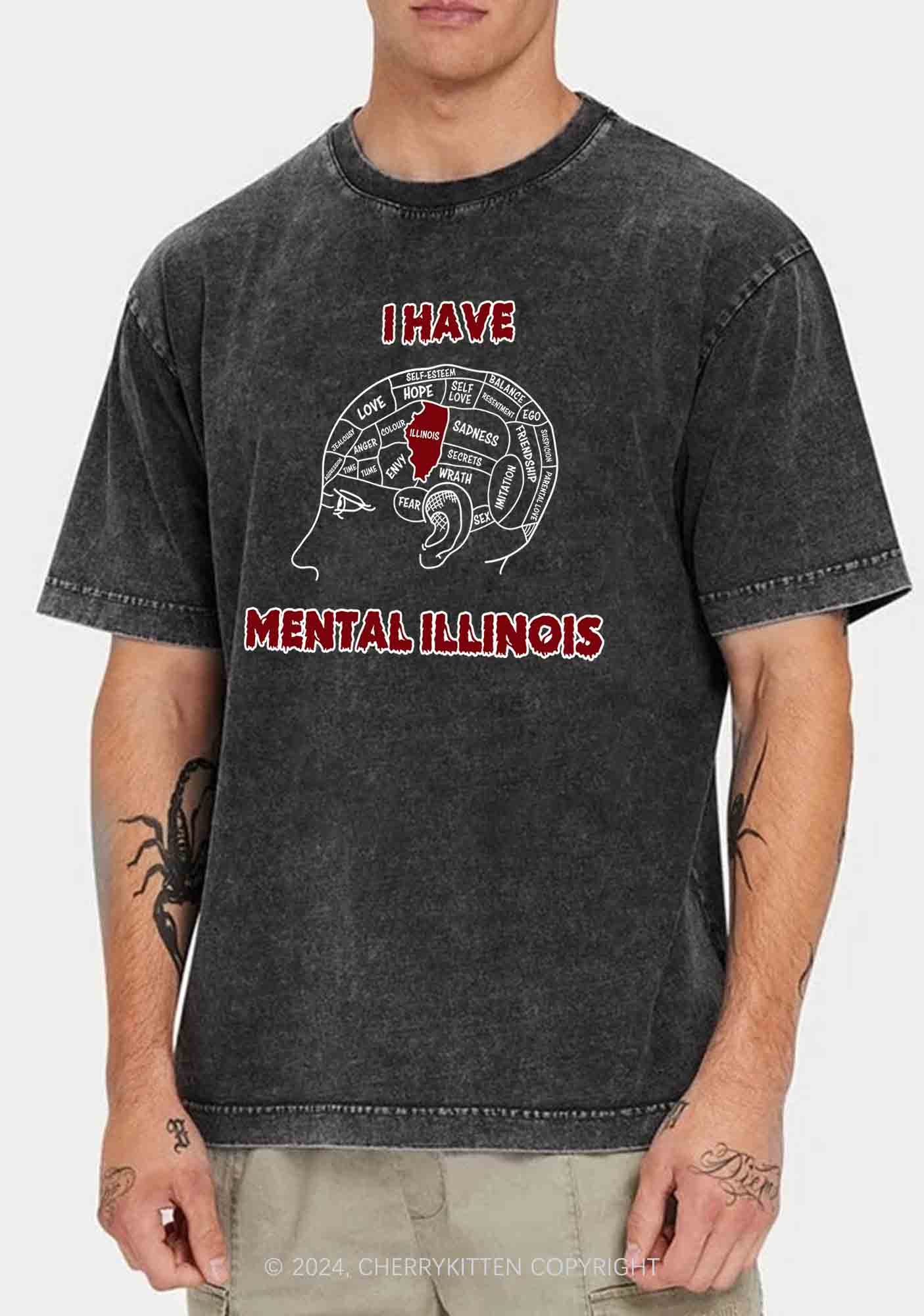 I Have Mental Illinois Y2K Washed Tee Cherrykitten