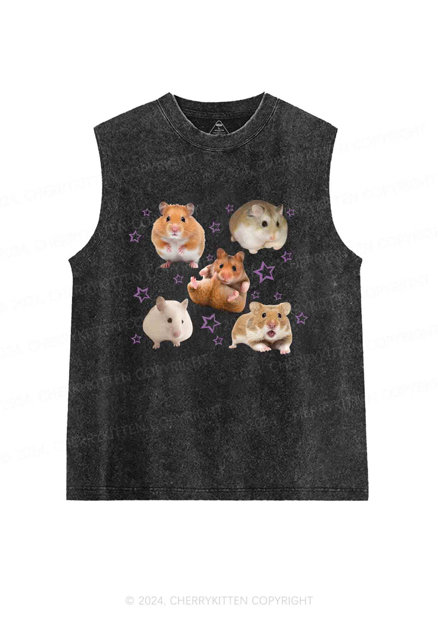 Cute Hamsters Y2K Washed Tank Cherrykitten