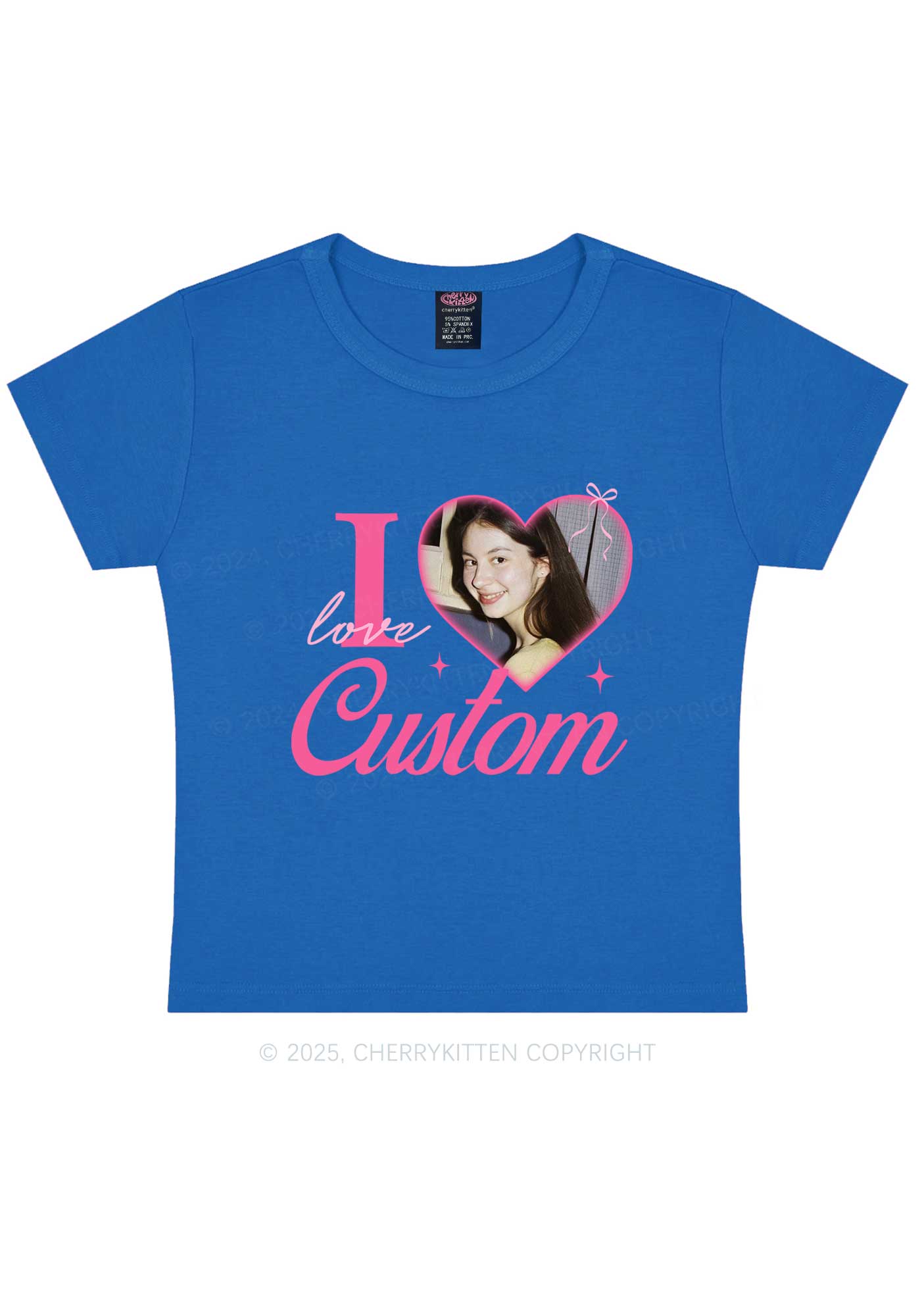 I Love Custom Photo Y2K Valentine's Day Baby Tee Cherrykitten