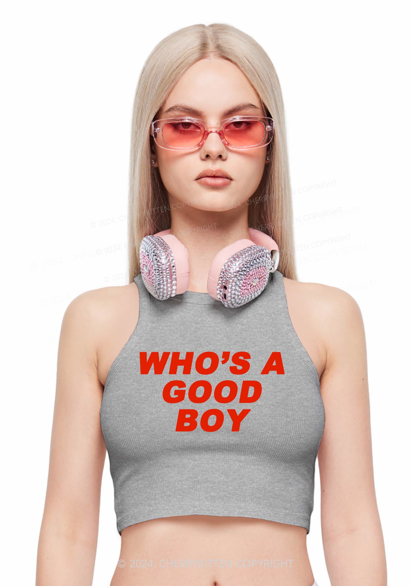 Who's A Good Boy Y2K Crop Tank Top Cherrykitten