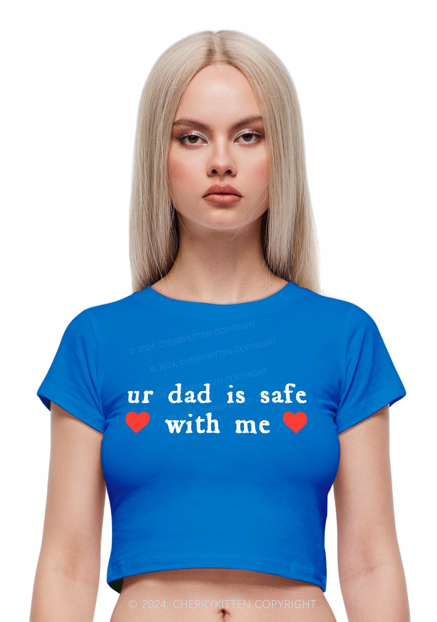 Ur Dad Is Safe With Me Y2K Baby Tee Cherrykitten