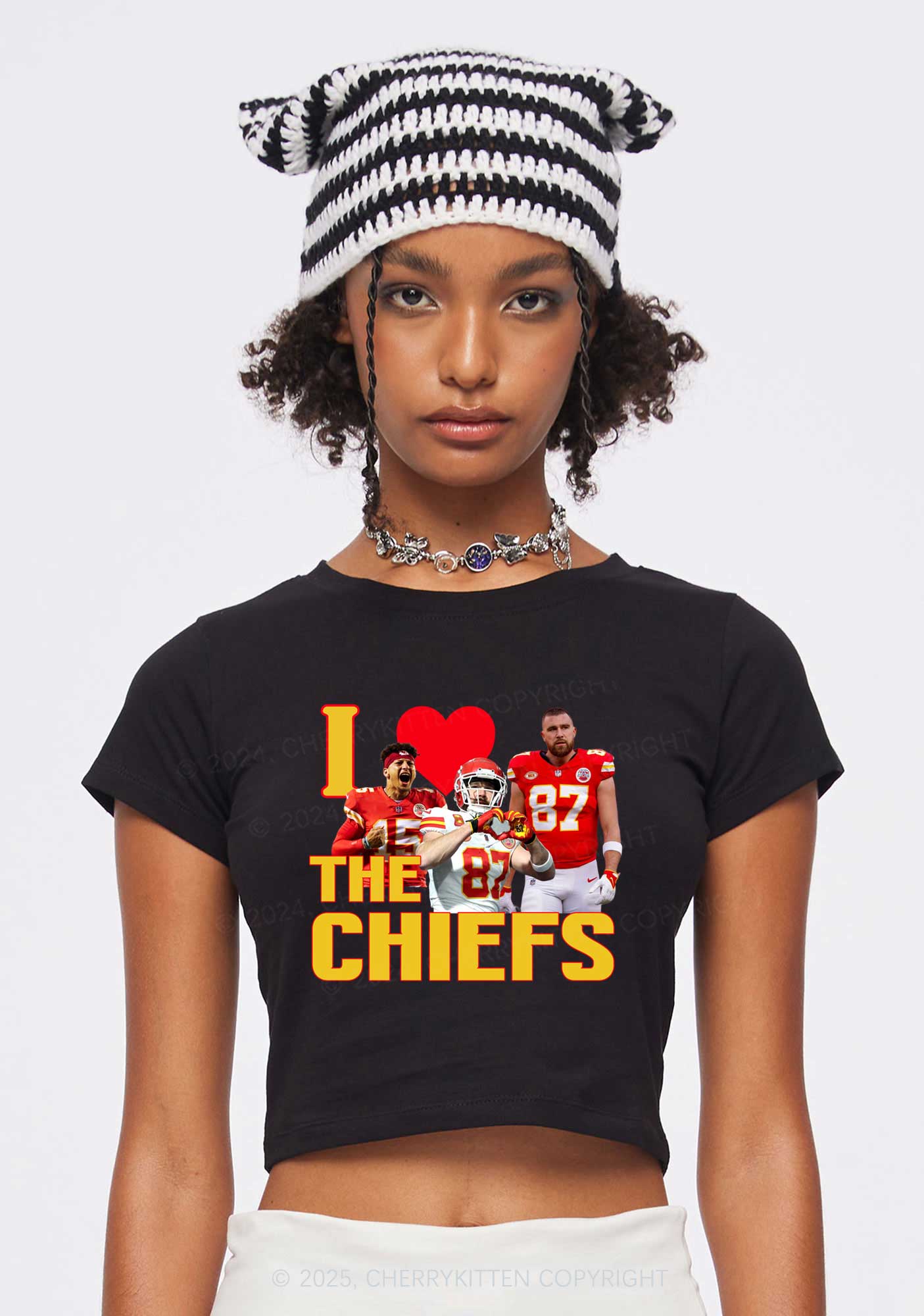 Custom I Love Chiefs Y2K Super Bowl Baby Tee Cherrykitten