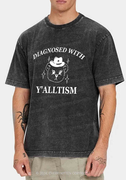 Diagnosed With Y'alltism Y2K Washed Tee Cherrykitten