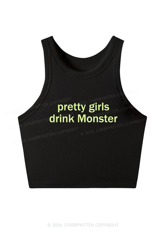 Pretty Girls Drink Monster Y2K Crop Tank Top Cherrykitten