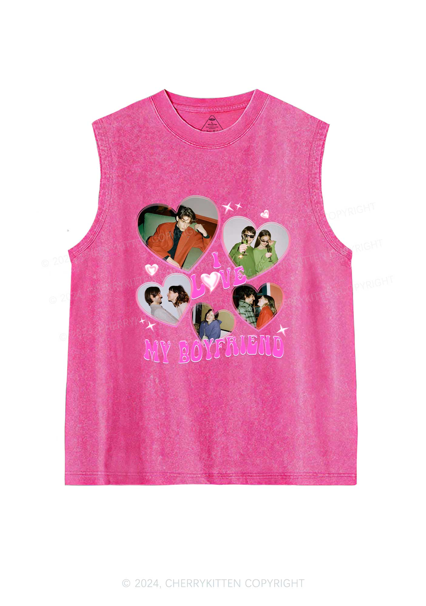 Custom BF&GF Photos Y2K Valentine's Day Washed Tank Cherrykitten