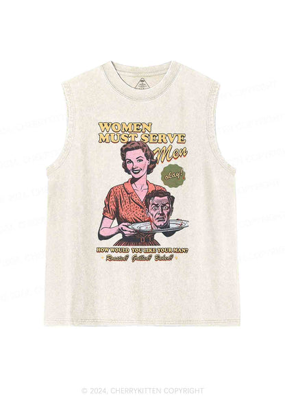 Women Serve Men Y2K Washed Tank Cherrykitten