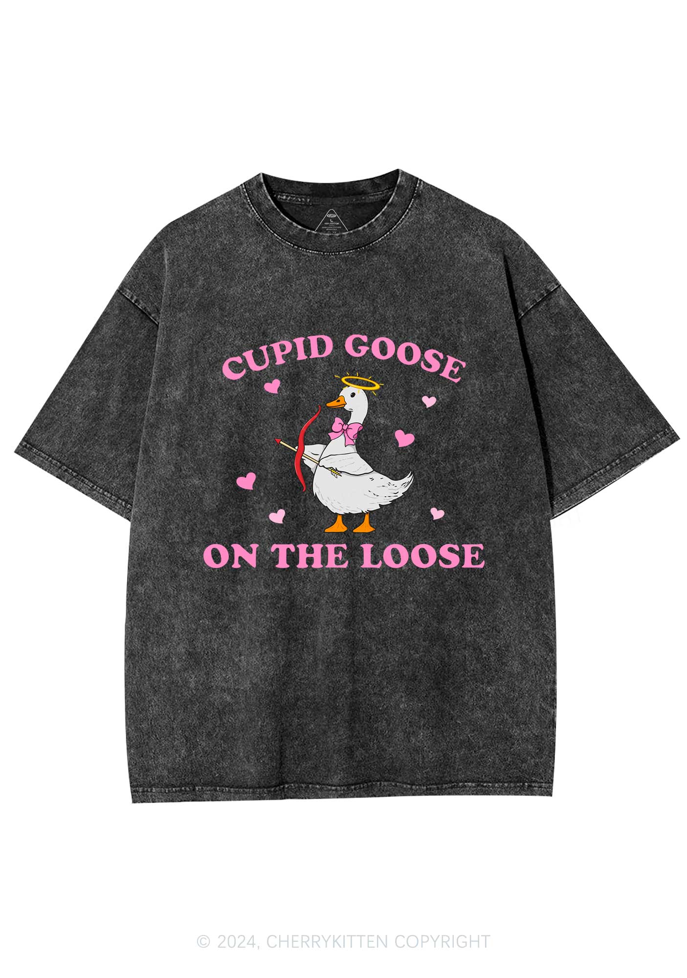 Cupid Goose Y2K Valentine's Day Washed Tee Cherrykitten