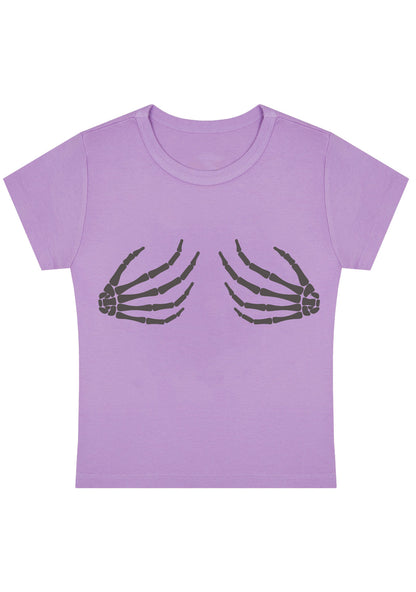 Skeleton Hands Y2K Baby Tee