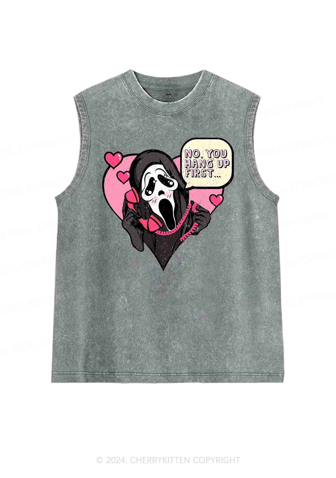 Halloween Skeleton Heart Y2K Washed Tank Cherrykitten