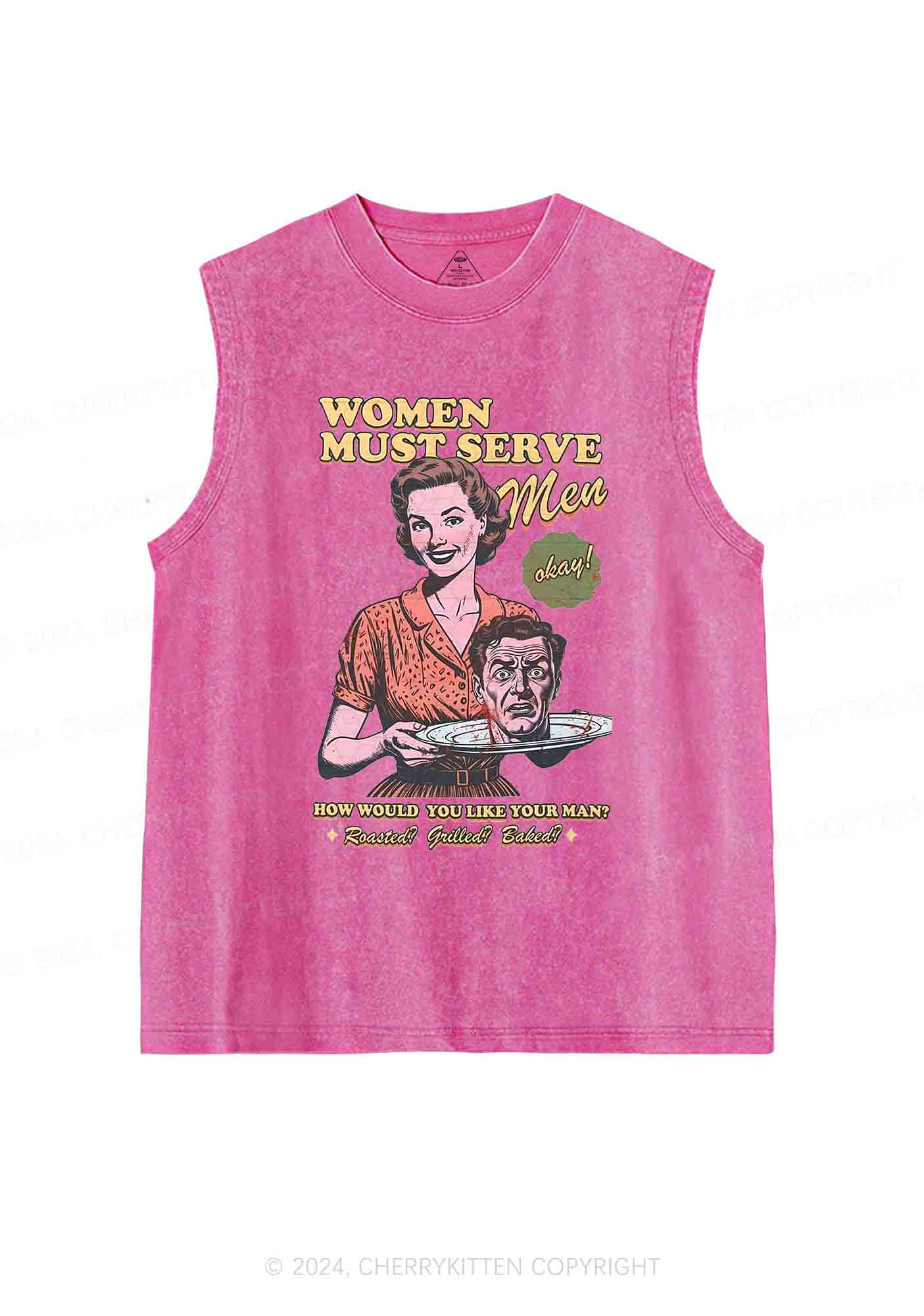 Women Serve Men Y2K Washed Tank Cherrykitten