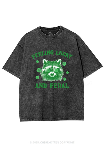 Feeling Lucky And Feral St Patricks Y2K Washed Tee Cherrykitten