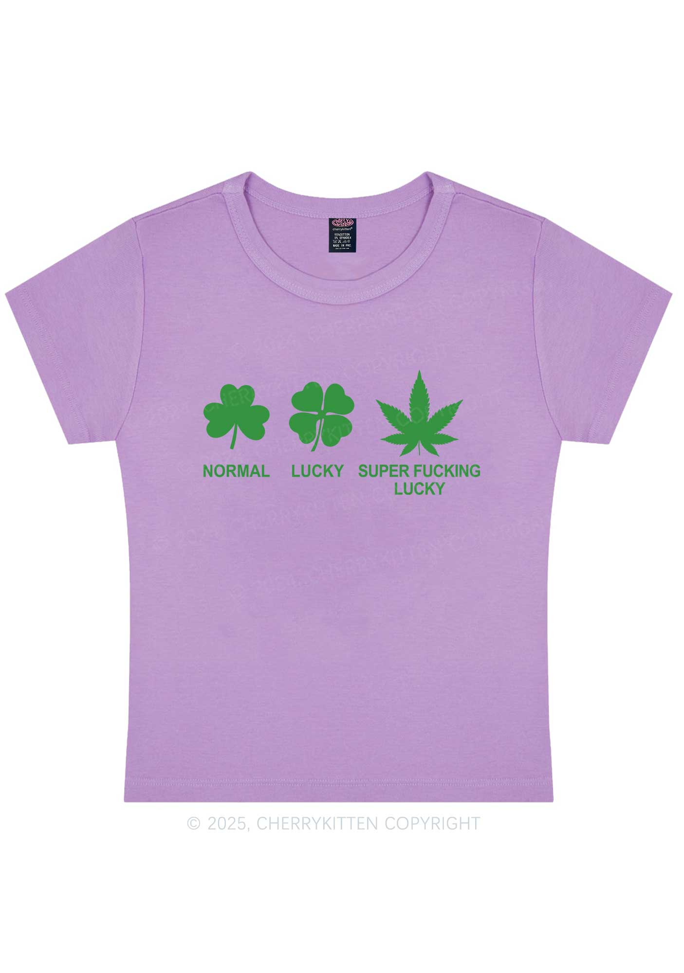 Super Fxxking Lucky St Patricks Y2K Baby Tee Cherrykitten