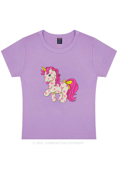 Pink Heart Unicorn Y2K Valentine's Day Baby Tee Cherrykitten