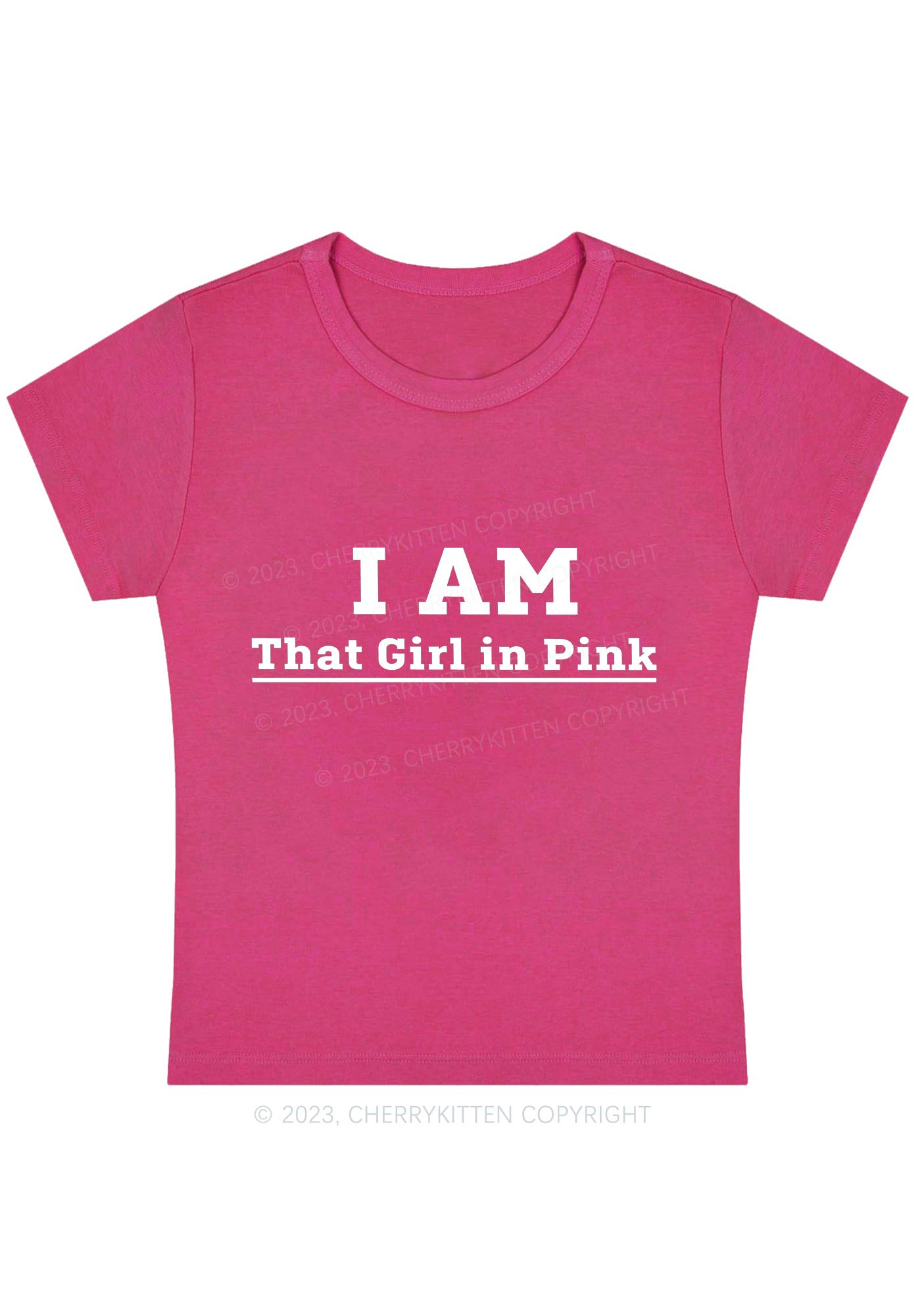 Curvy I Am That Girl In Pink Baby Tee Cherrykitten