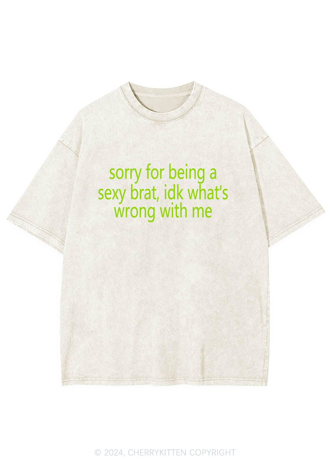 Sorry For Being Brat Y2K Washed Tee Cherrykitten