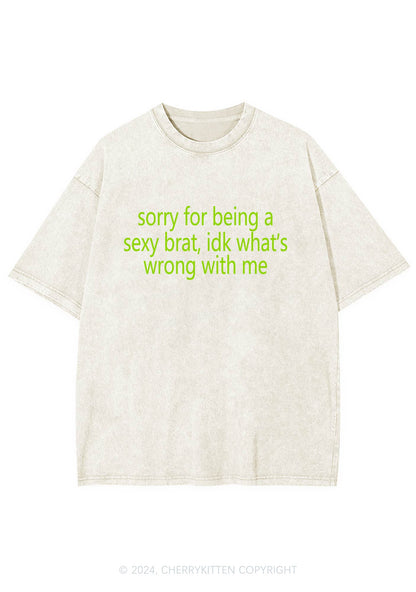 Sorry For Being Brat Y2K Washed Tee Cherrykitten