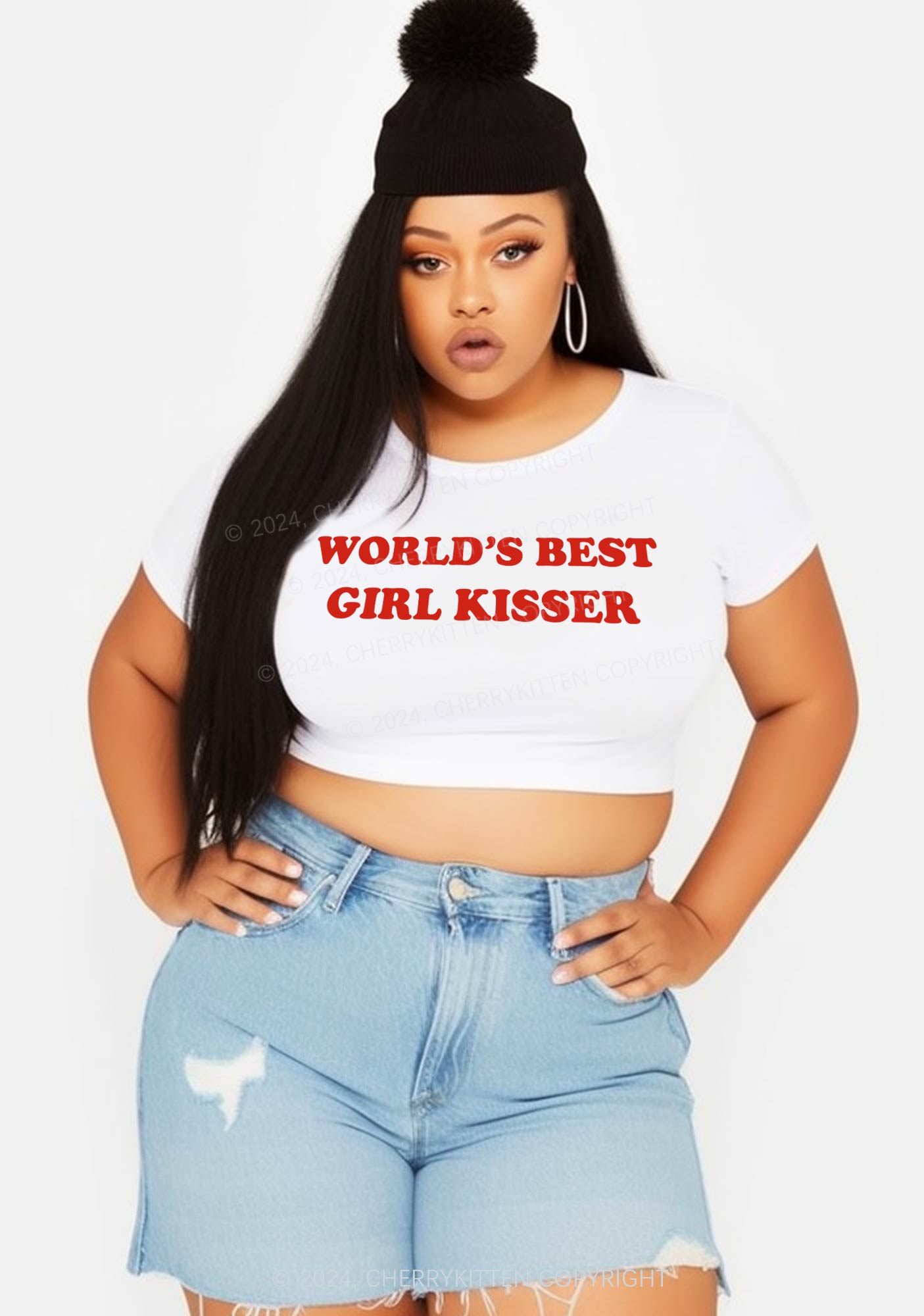 Curvy Best Girl Kisser Y2K Baby Tee Cherrykitten