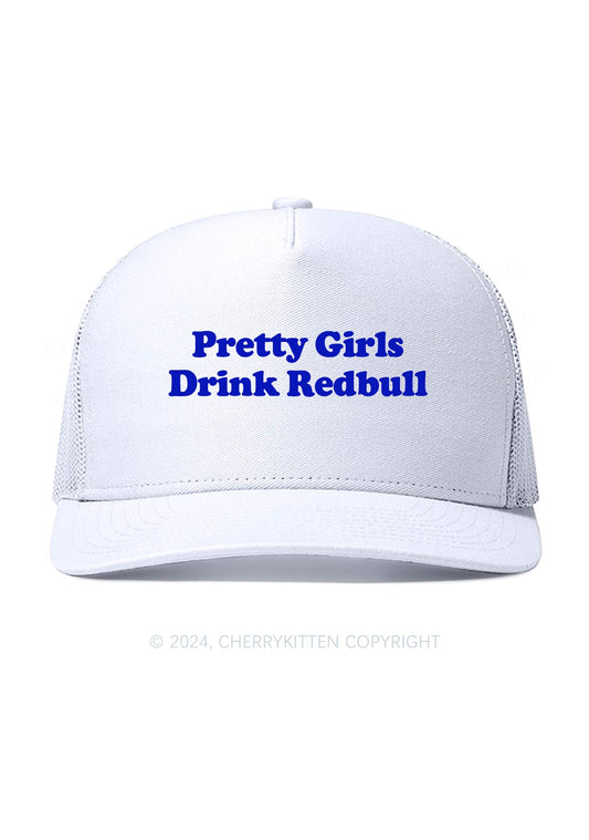 Pretty Girls Drink Redbull Y2K Trucker Mesh Hat Cherrykitten