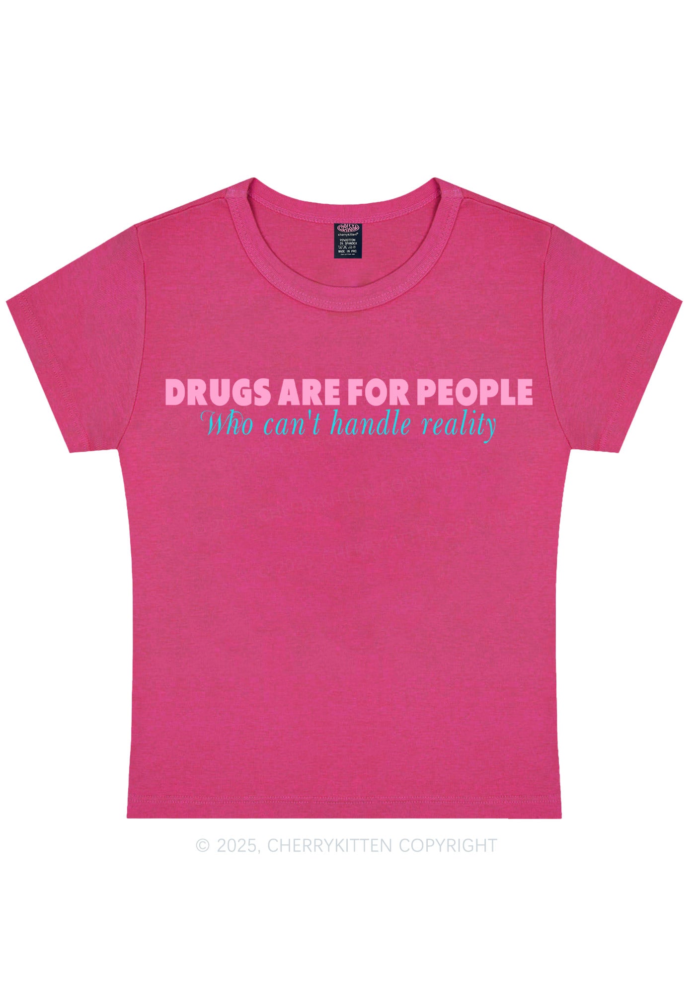 Drxgs Is For People Y2K Baby Tee Cherrykitten