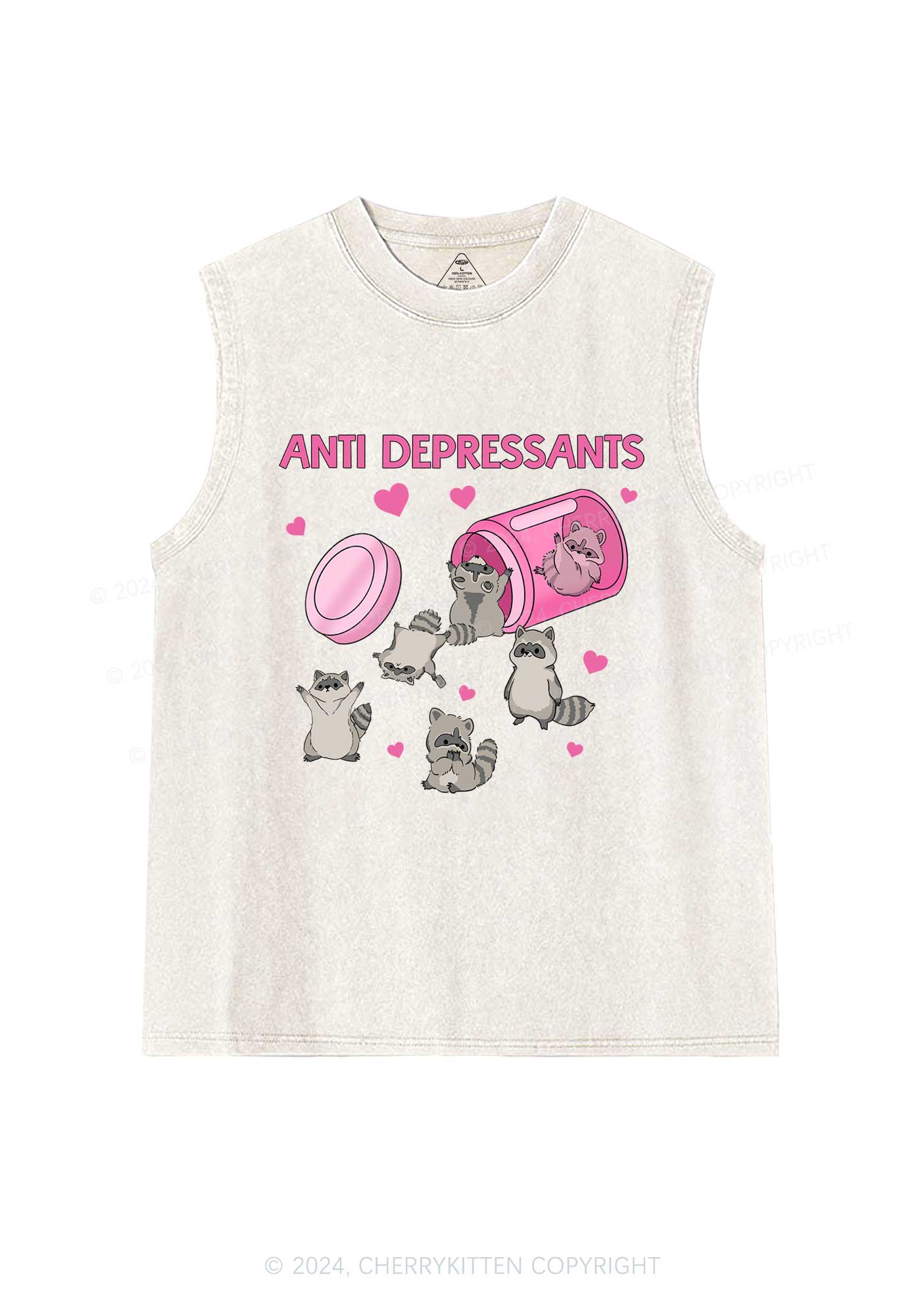 Anti Depressants Raccoon Y2K Washed Tank Cherrykitten