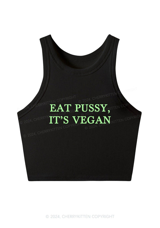 Eat Puxxy It's Vegan Y2K Crop Tank Top Cherrykitten