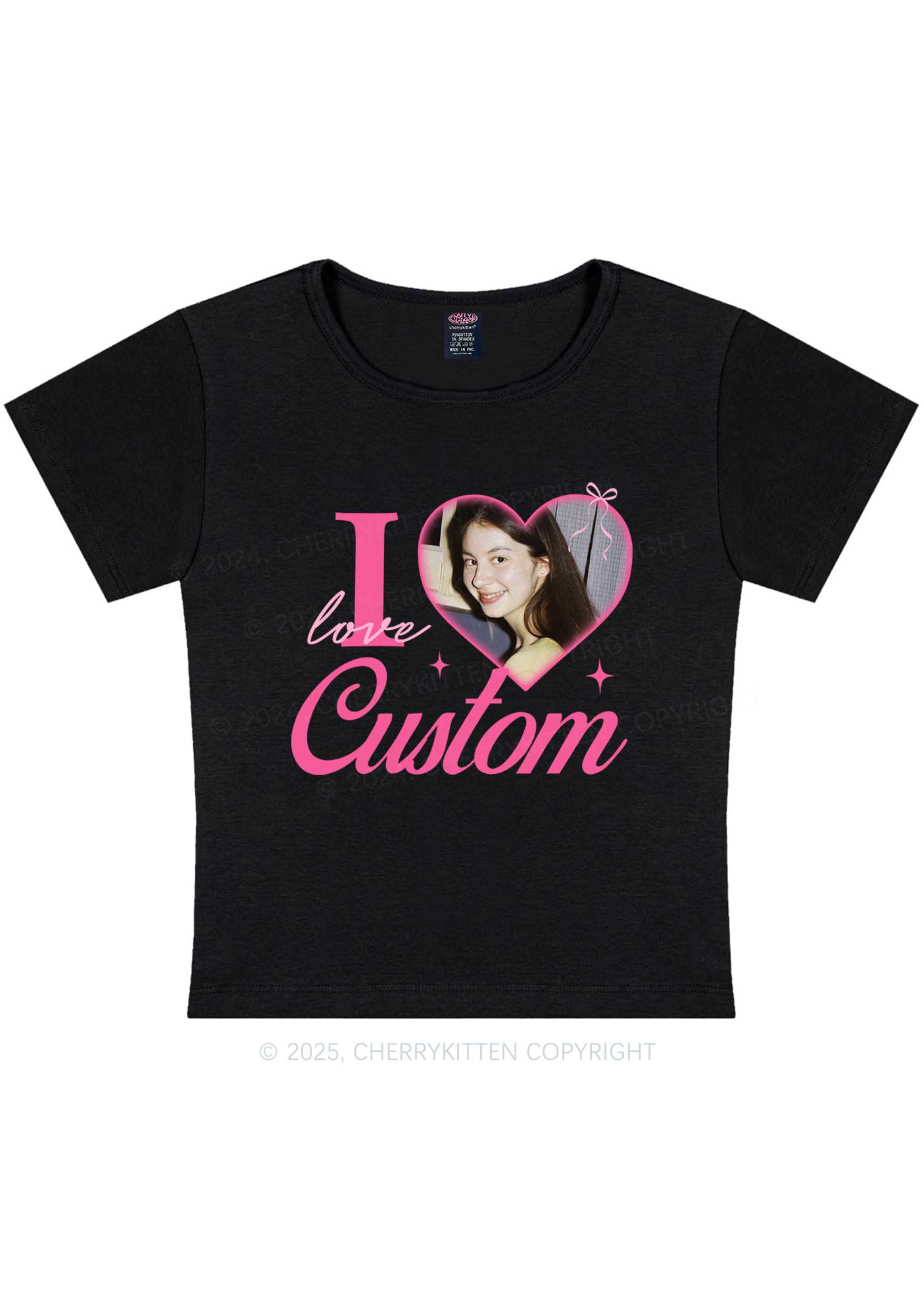 I Love Custom Photo Y2K Valentine's Day Baby Tee Cherrykitten