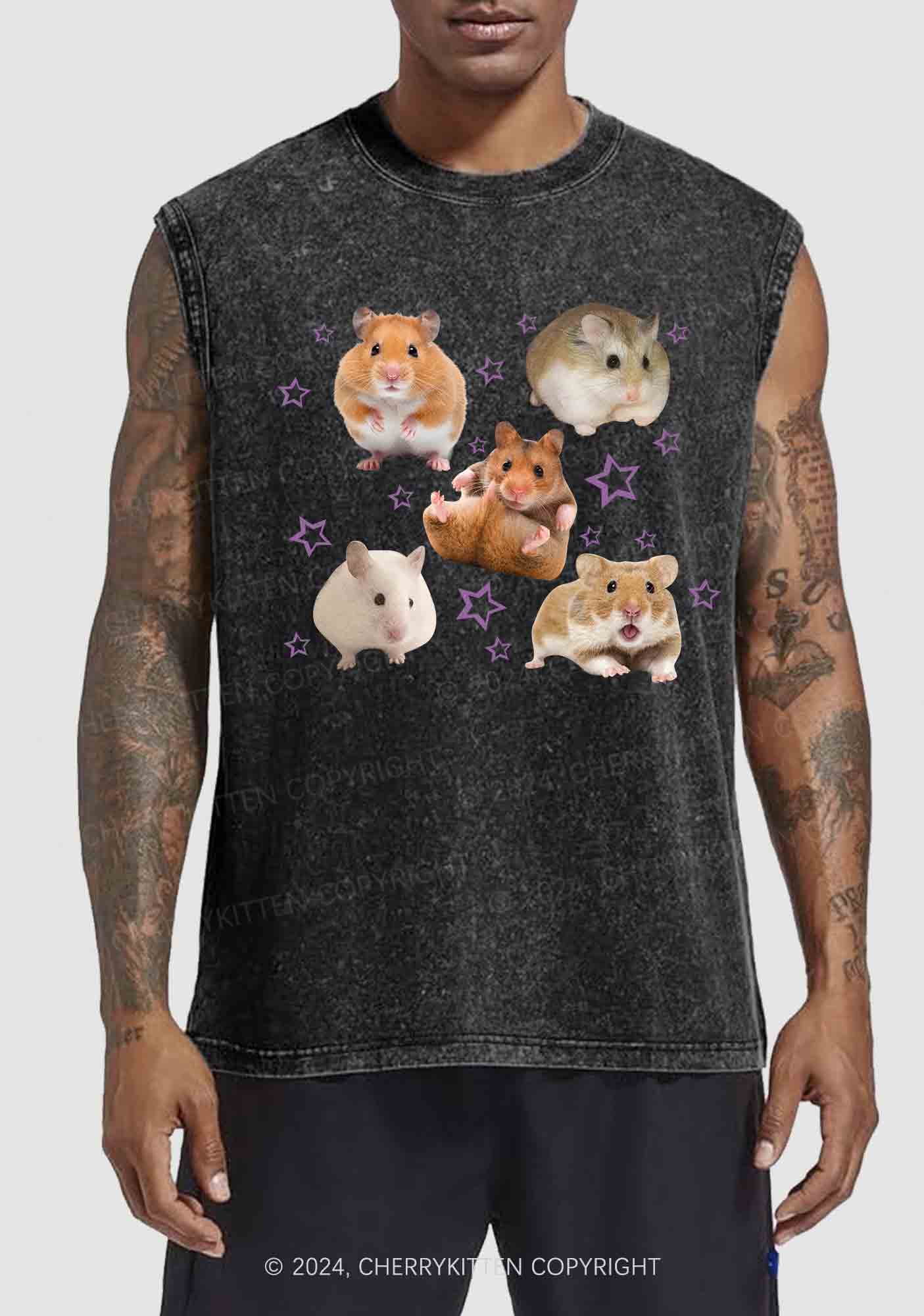 Cute Hamsters Y2K Washed Tank Cherrykitten