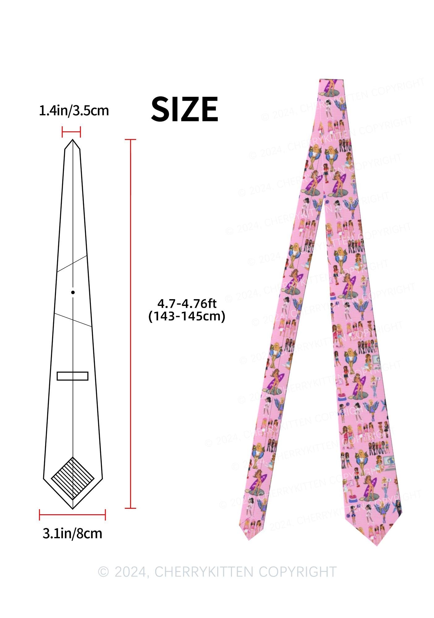 Pink Fairy Girls Y2K Necktie Cherrykitten