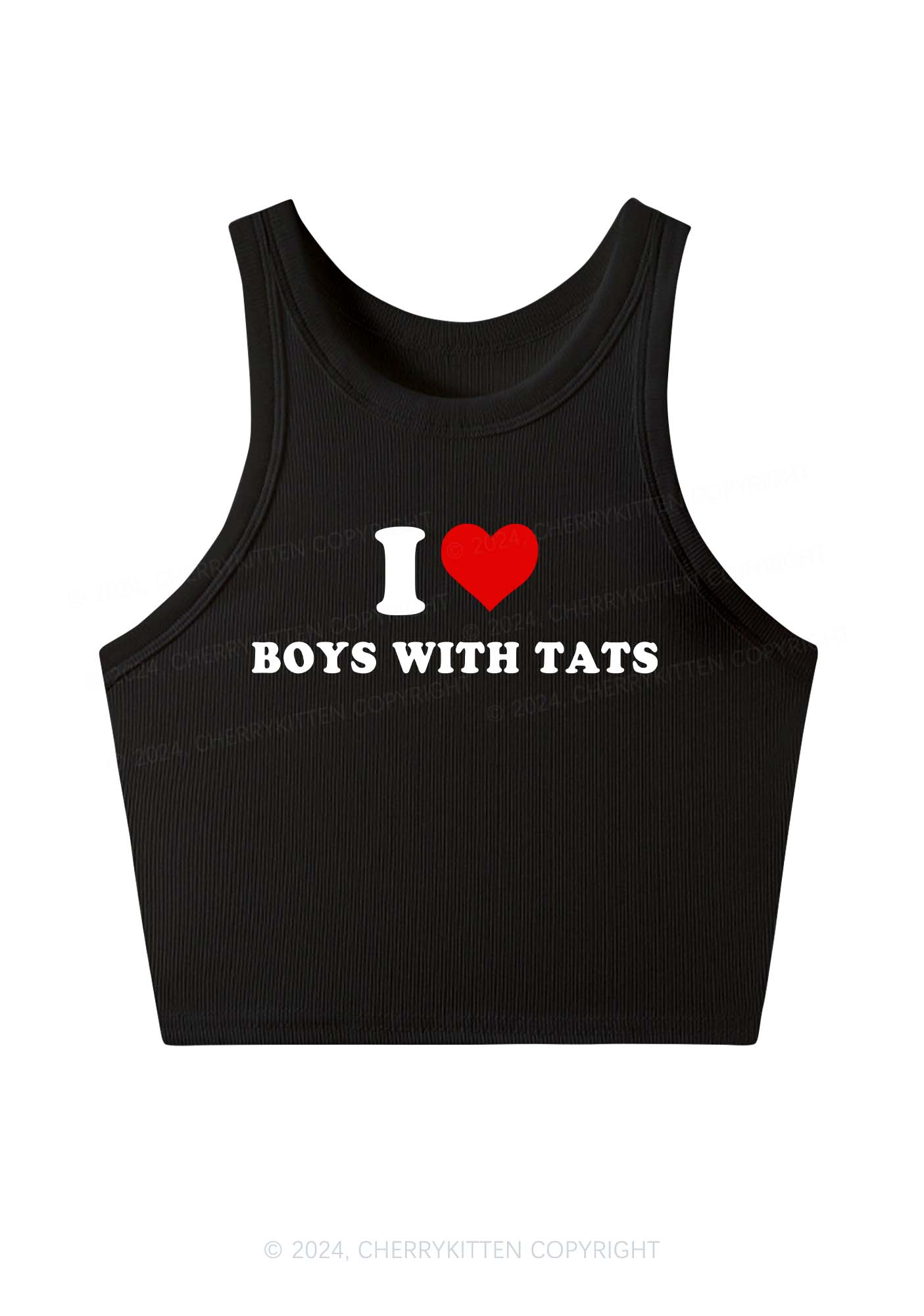 I Love Boys With Tats Y2K Crop Tank Top Cherrykitten