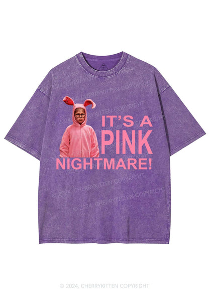 Christmas Pink Nightmare Y2K Washed Tee Cherrykitten