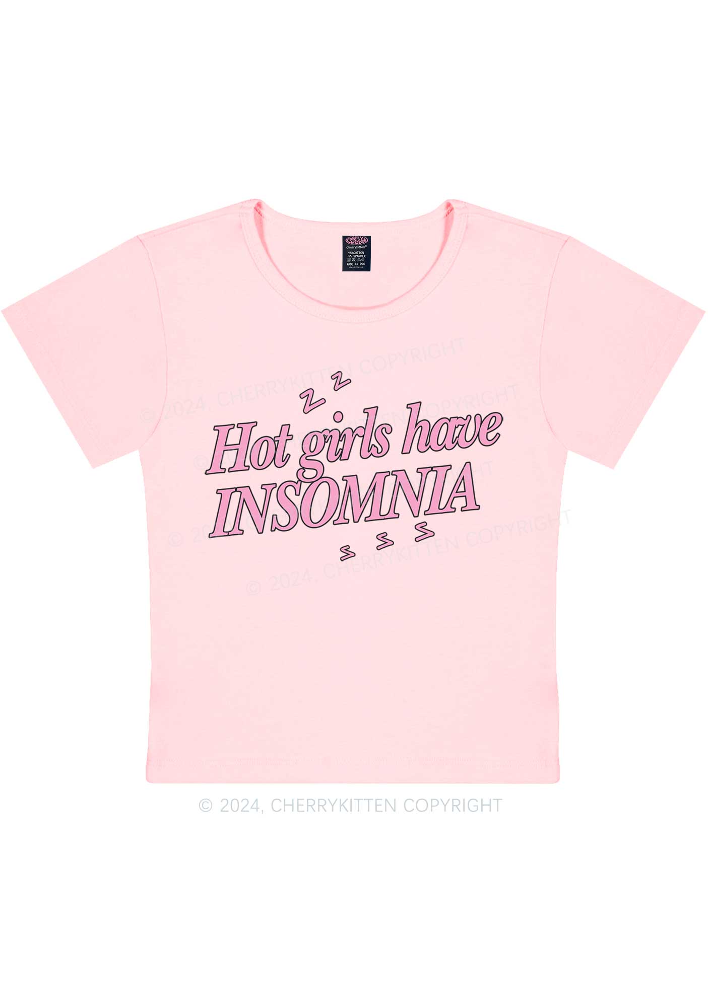 Hot Girls Have Insomnia Y2K Baby Tee Cherrykitten