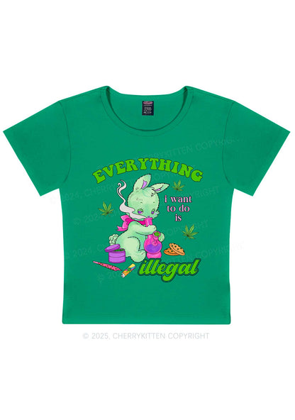 Everything Is Illegal Bunny Y2K Baby Tee Cherrykitten