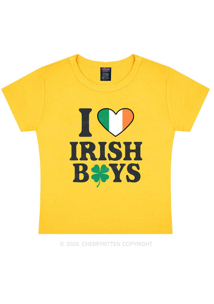 Irish Boy Shamrock St Patricks Y2K Baby Tee Cherrykitten