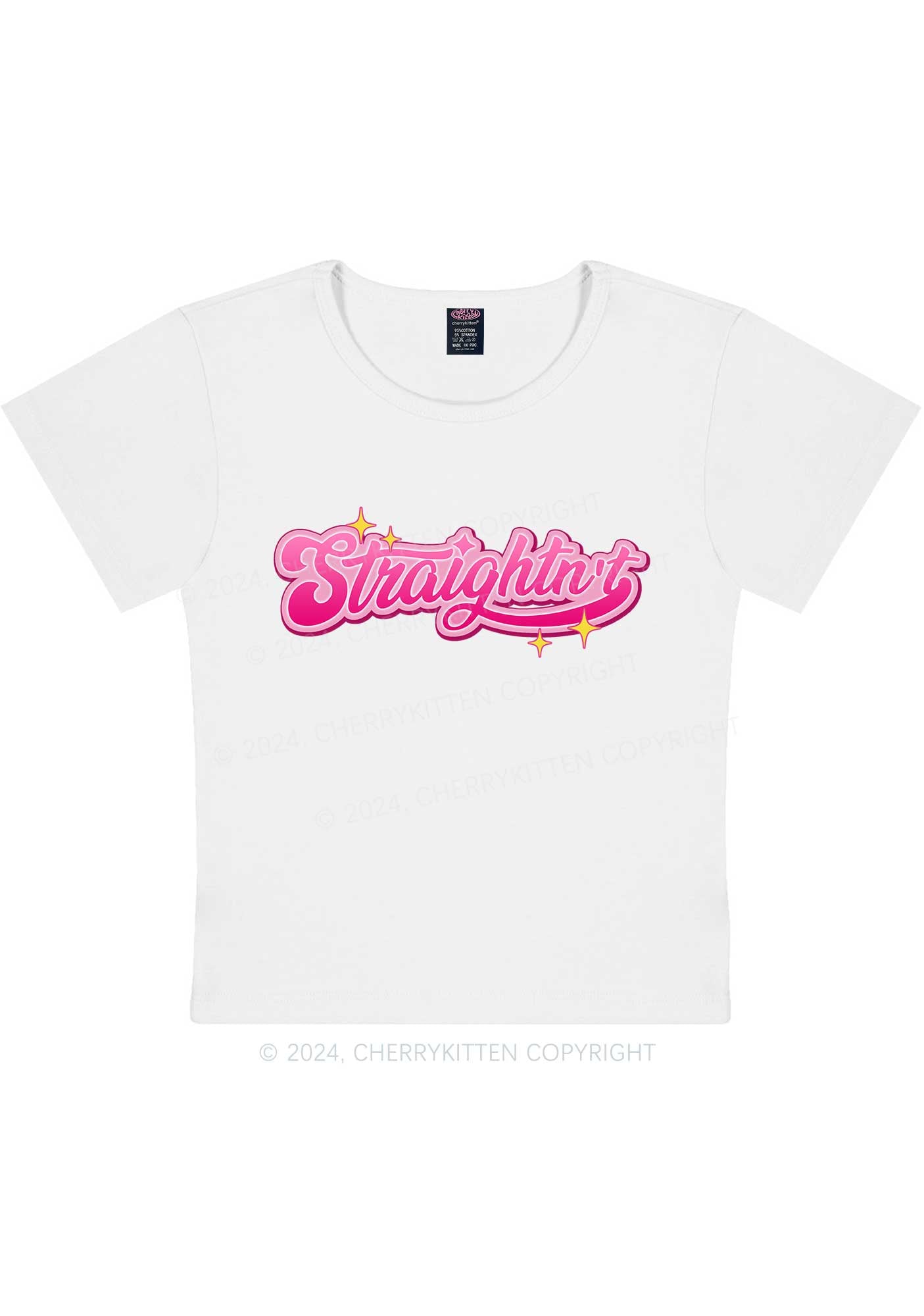 Curvy Straightn't Y2K Baby Tee Cherrykitten