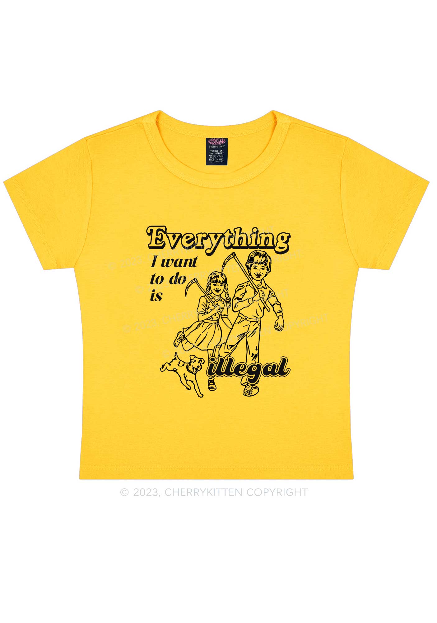 Everything Is Illegal Y2K Baby Tee Cherrykitten