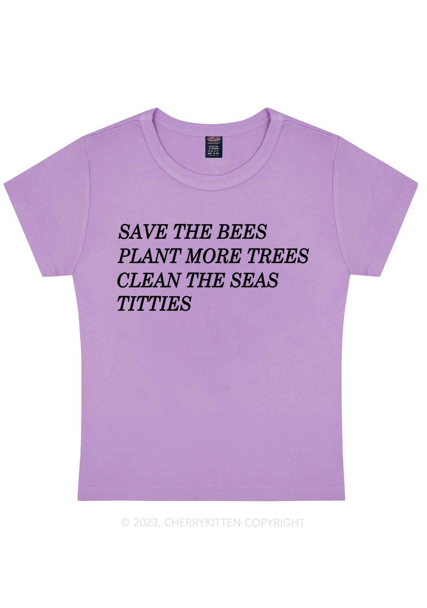 Curvy Save The Bees Y2K Baby Tee Cherrykitten